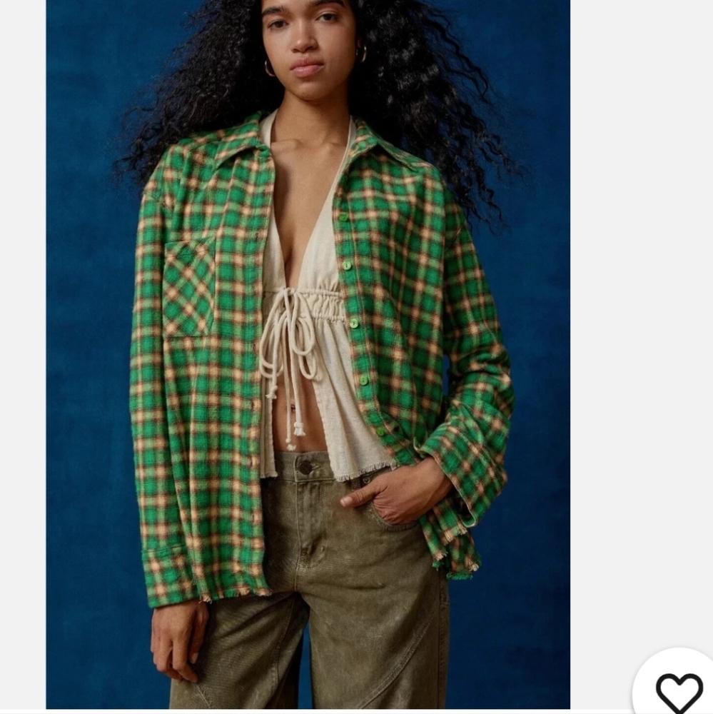 BDG Green and Yellow Plaid Women's Shirt Jacket Top Size Xsmall  Button Down